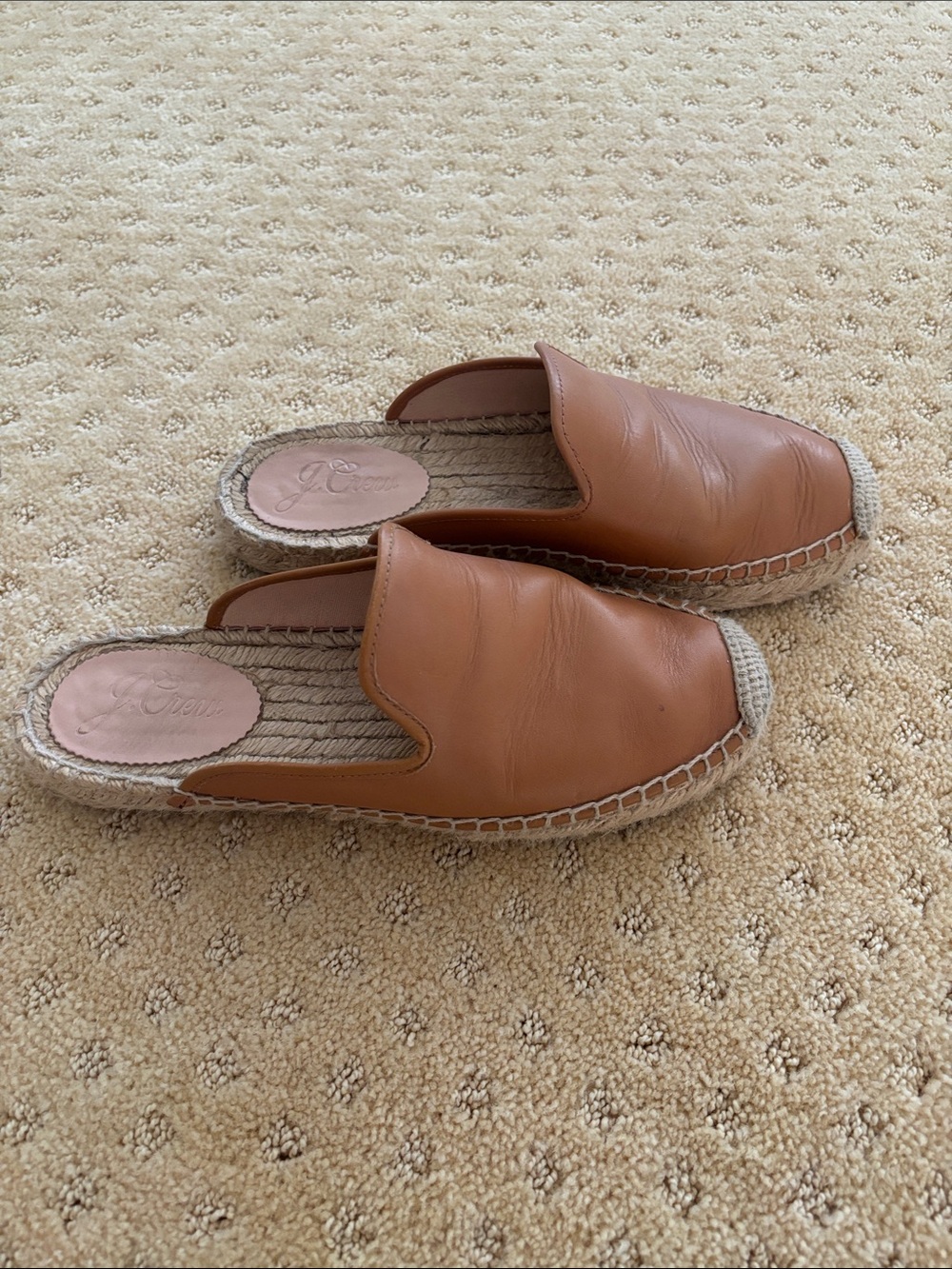 J. Crew Tan Leather Espadrille Mule
